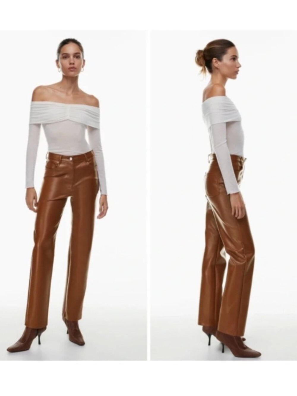 Aritzia NWT Wilfred Melina Vegan Leather High Rise Straight Leg Pants Size 2 - Picture 7 of 7
